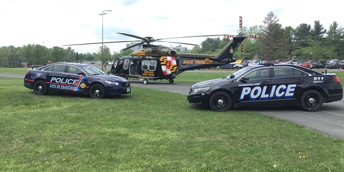 police car and helicopter