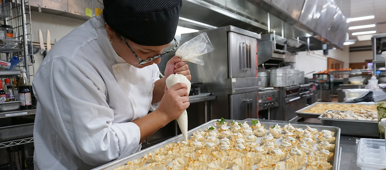 Student working in the Café