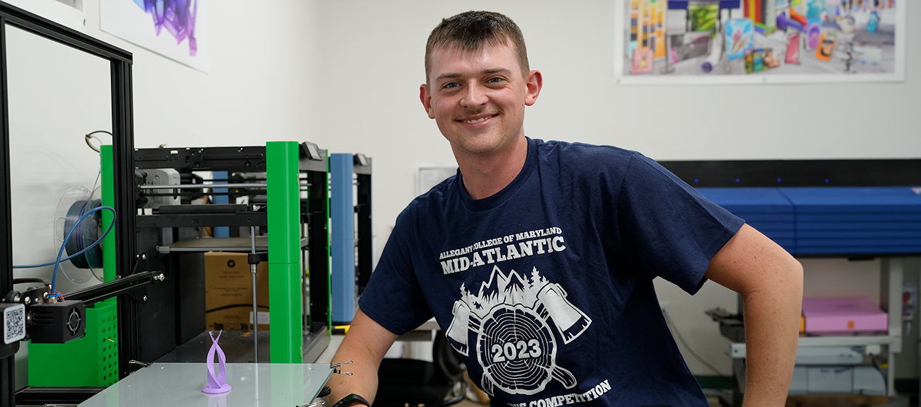 Student working on 3-d printing