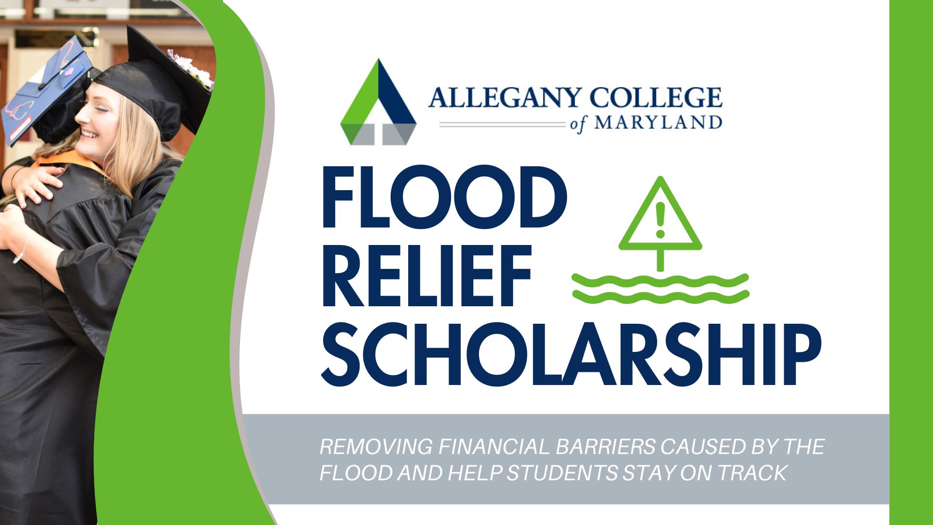 Flood relief scholarship graphic