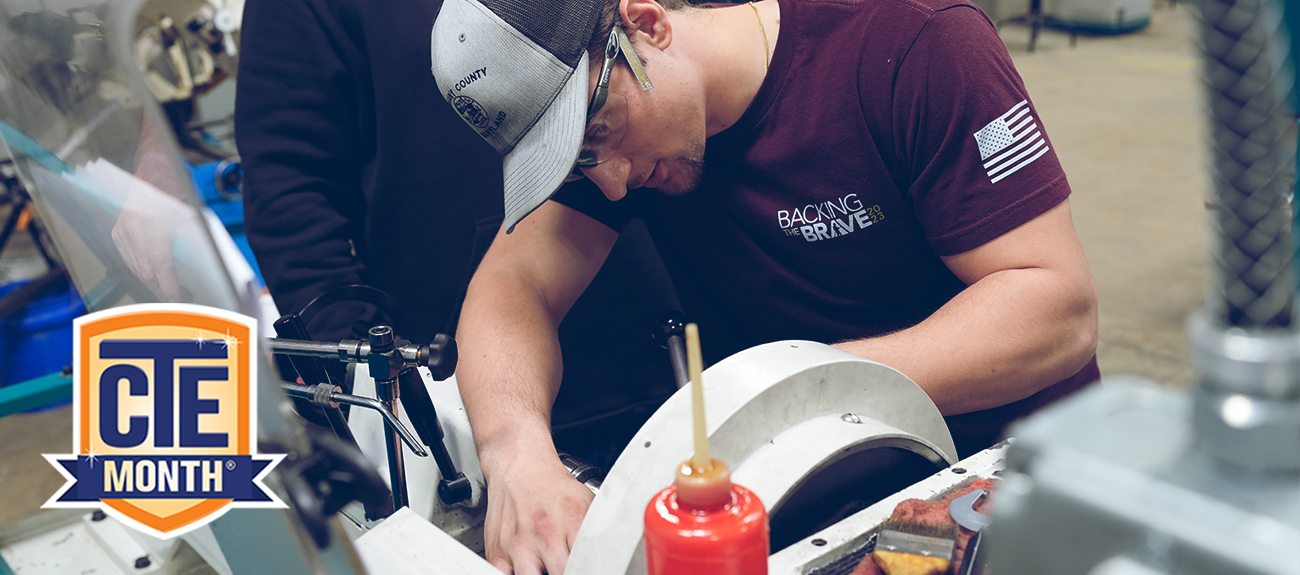 Engineering Student working on machine